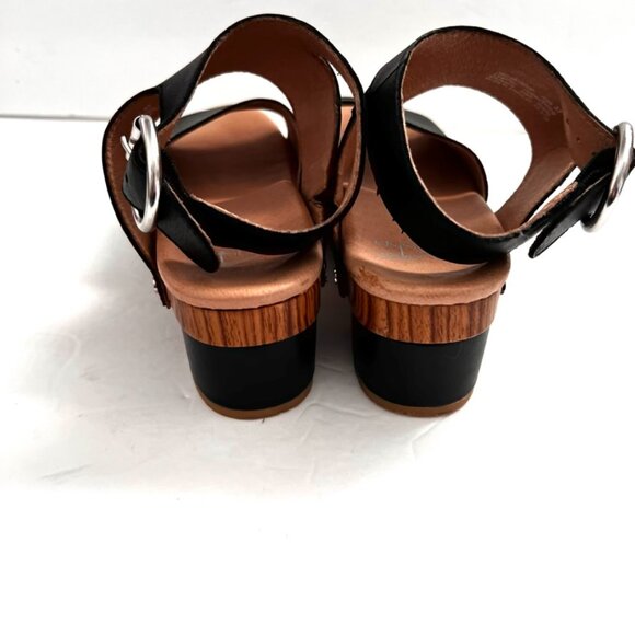 Dansko Minka Sandals Block Heel Ankle Strap Black Leather Clog - Picture 6 of 9